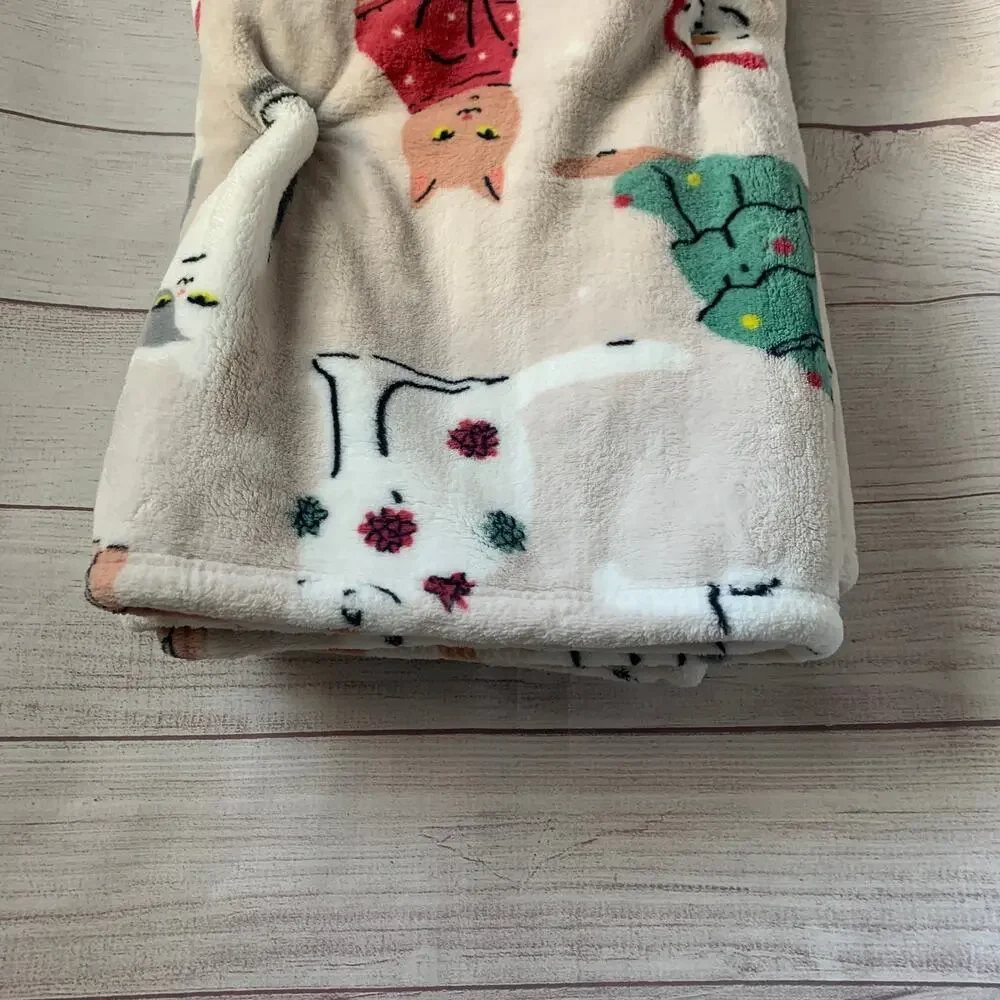 TisThe Season Christmas Cat Blanket Oversized Plush Throw 60x70